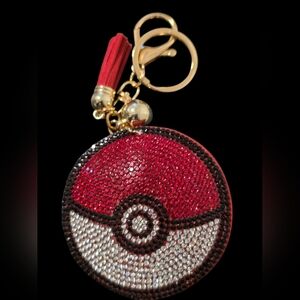 Red and White Poké Ball Bag Charm Keychain